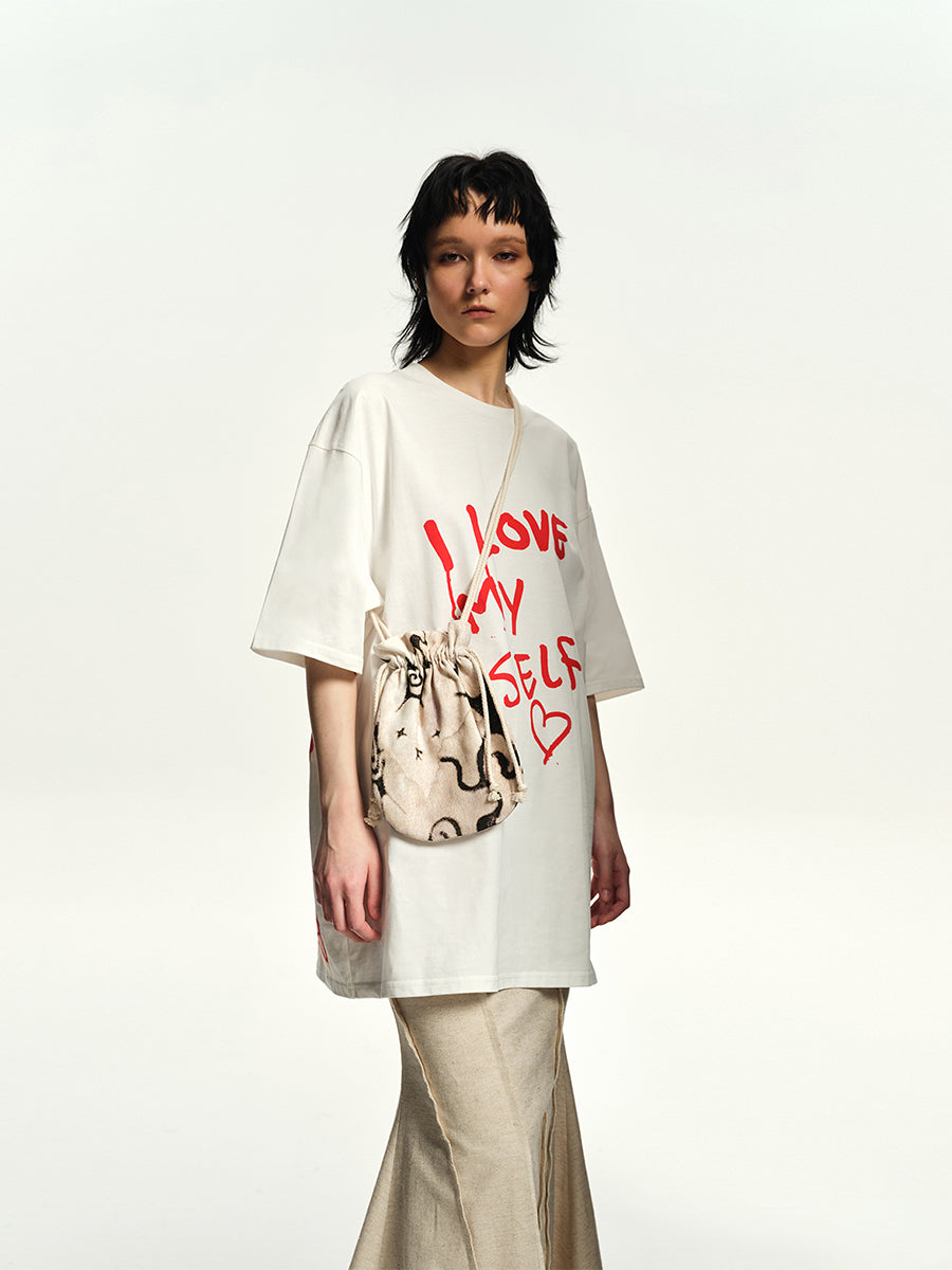 DAMAGE ASIA Love Yourself Graffiti Graphic Oversized Loose Summer T-Shirt