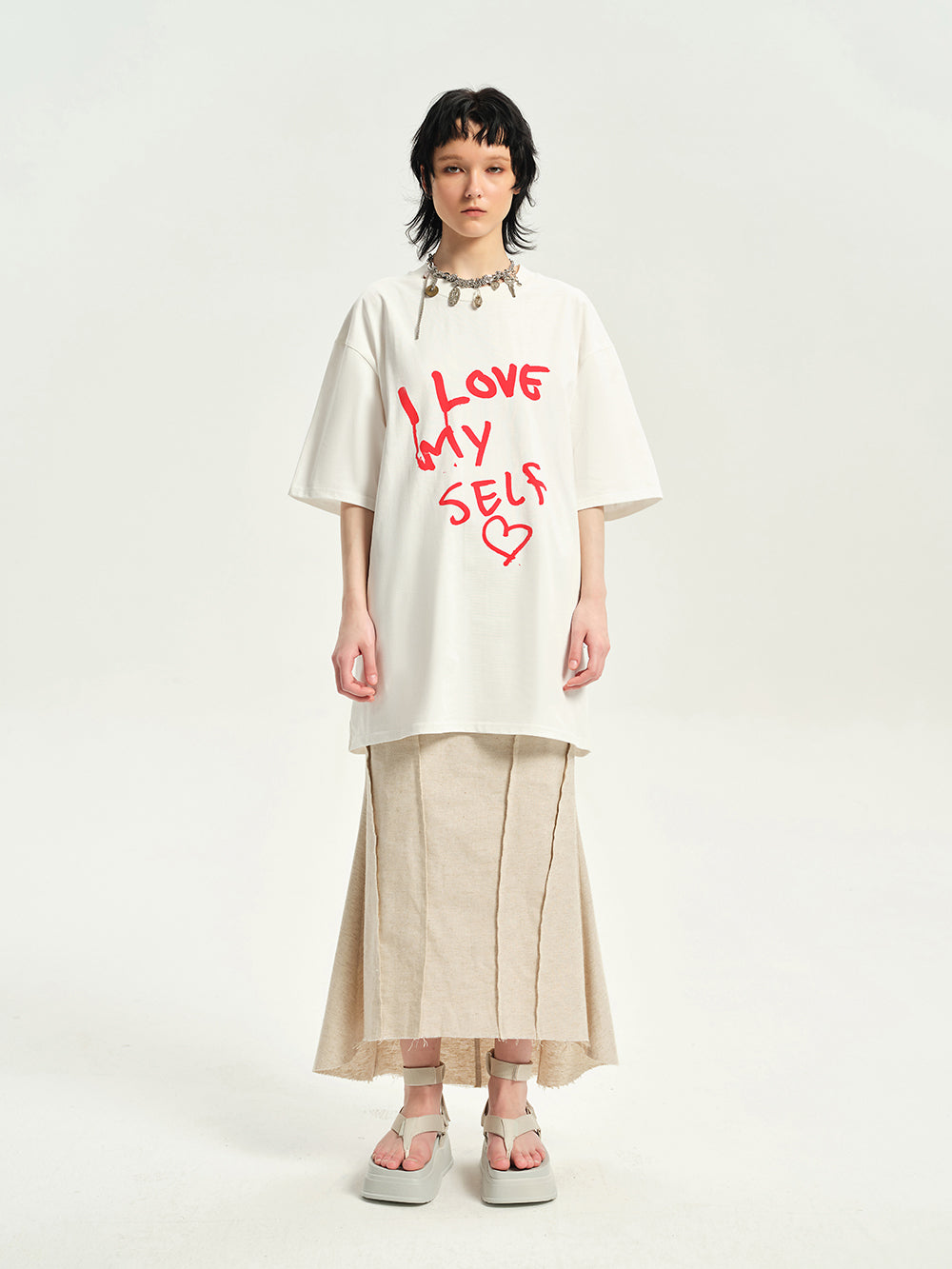 DAMAGE ASIA Love Yourself Graffiti Graphic Oversized Loose Summer T-Shirt