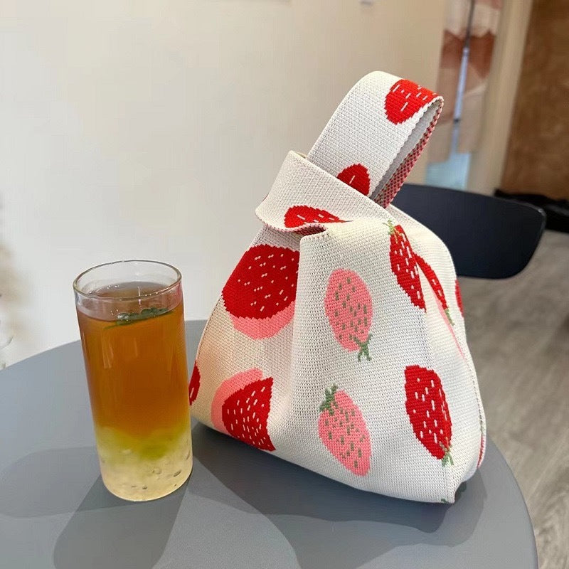 Strawberries Knitted Bag