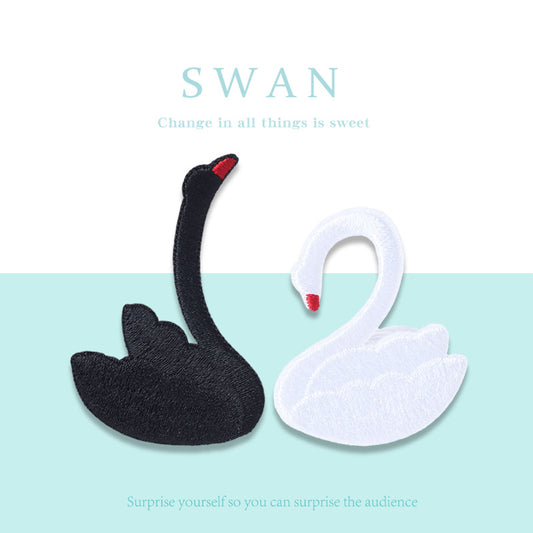 Swan-Embroidery Patch-Canvas Sticker